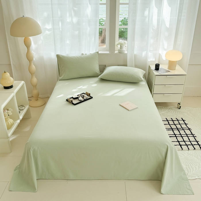 91家纺网 家纺一手货源 找家纺 丽美人家纺 2025新款全棉纯棉磨毛单床单 床单单件 茶香绿