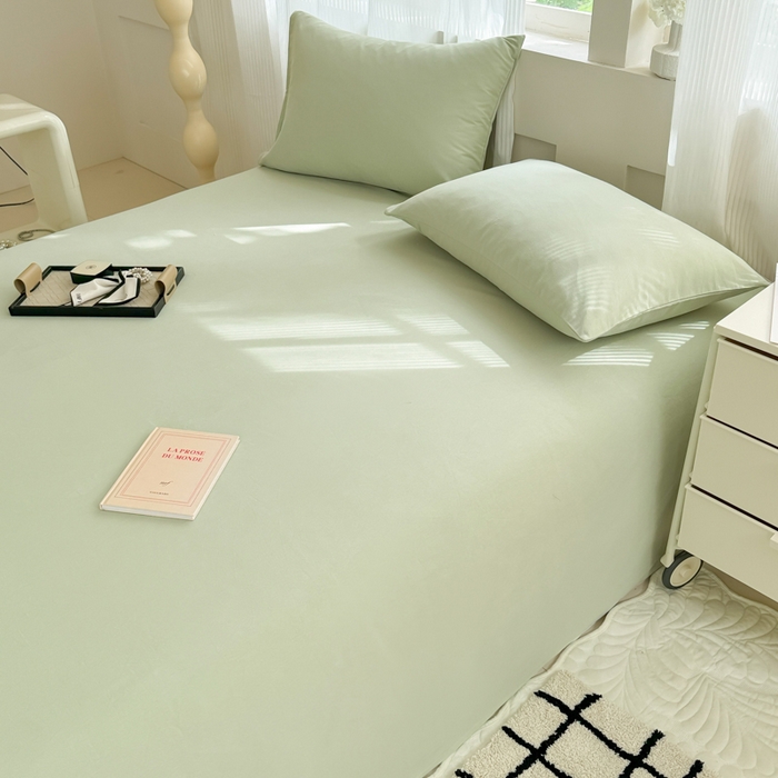 91家纺网 家纺一手货源 找家纺 丽美人家纺 2025新款全棉纯棉磨毛单床单 床单单件 茶香绿