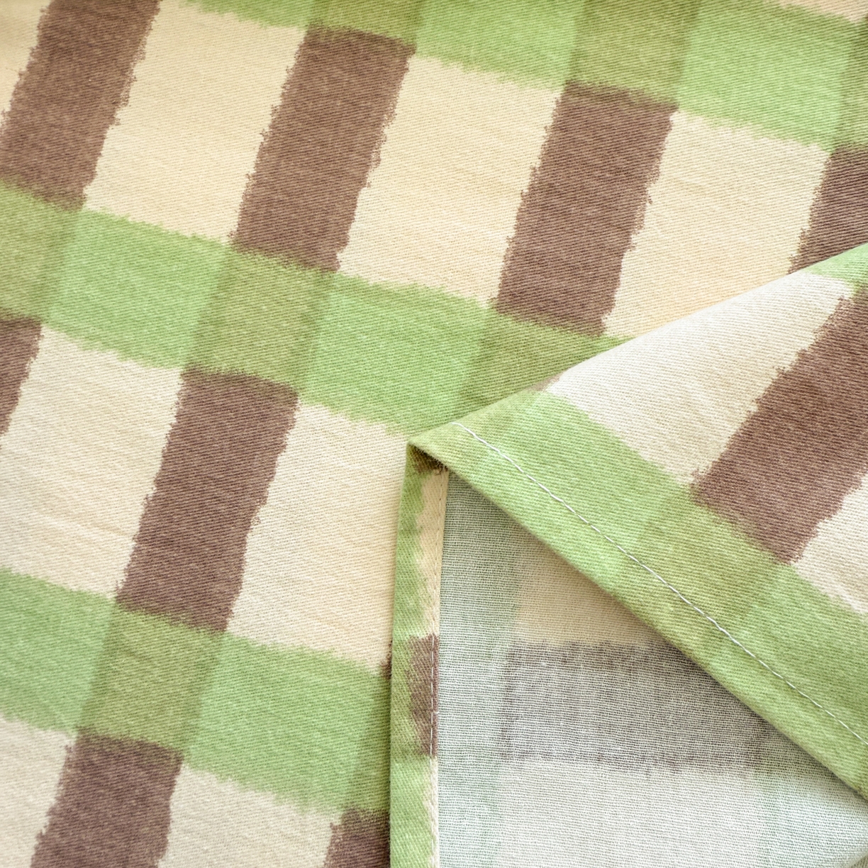 91家纺网 家纺一手货源 找家纺 丽美人家纺 2025新款全棉纯棉磨毛单床单 床单单件 方格绿