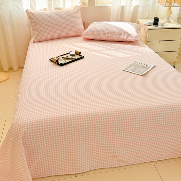 91家纺网 家纺一手货源 找家纺 丽美人家纺 2025新款全棉纯棉磨毛单床单 床单单件 迷你粉格