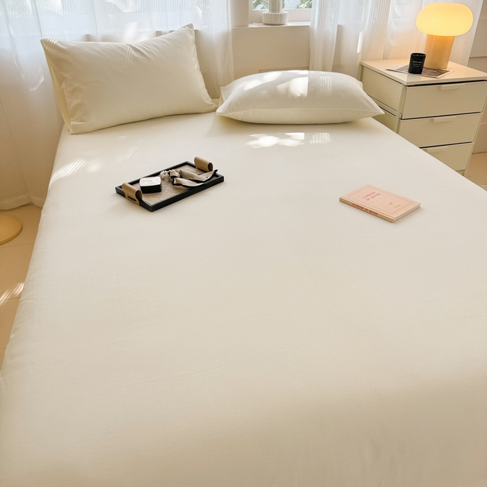 91家纺网 家纺一手货源 找家纺 丽美人家纺 2025新款全棉纯棉磨毛单床单 床单单件 奶昔白