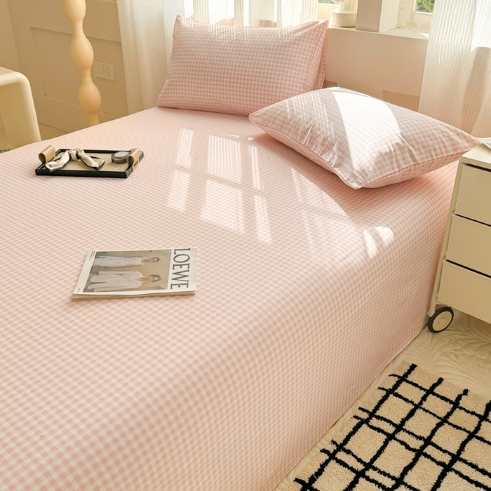 91家纺网 家纺一手货源 找家纺 丽美人家纺 2025新款全棉纯棉磨毛单床单 床单单件 迷你粉格