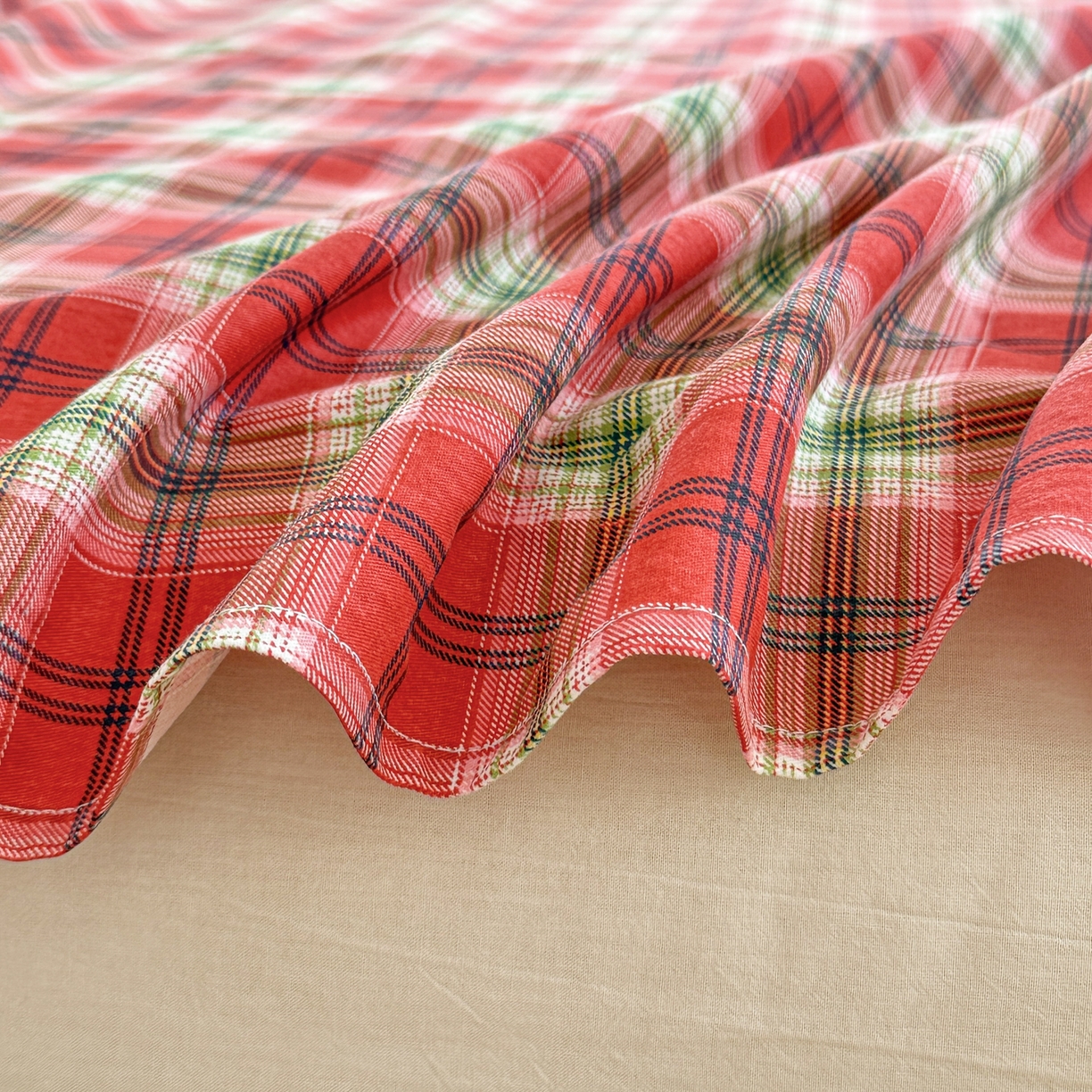 91家纺网 家纺一手货源 找家纺 丽美人家纺 2025新款全棉纯棉磨毛单床单 床单单件 红纹格