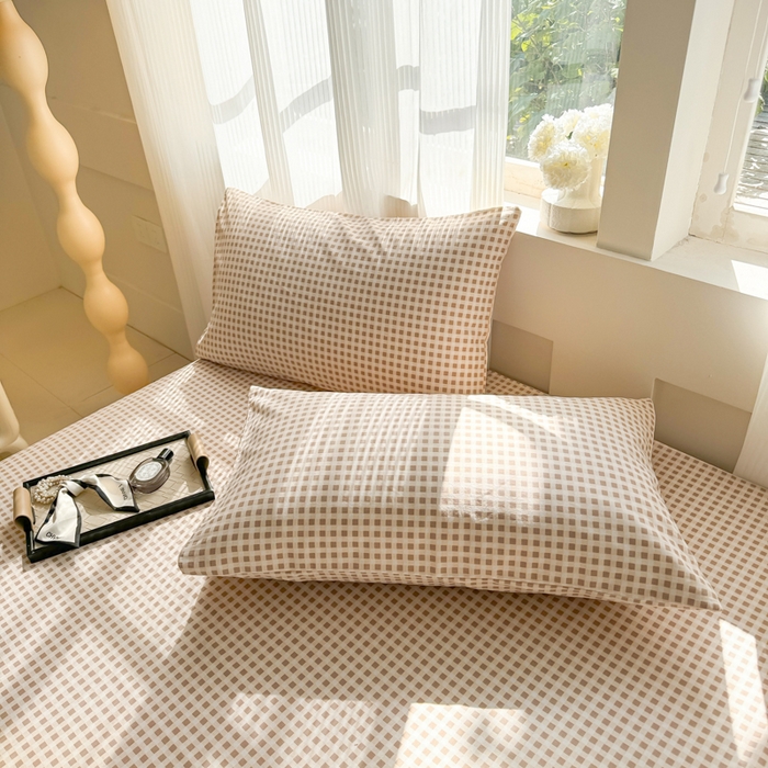 91家纺网 家纺一手货源 找家纺 丽美人家纺 2025新款全棉纯棉磨毛单床单 床单单件 迷你咖格