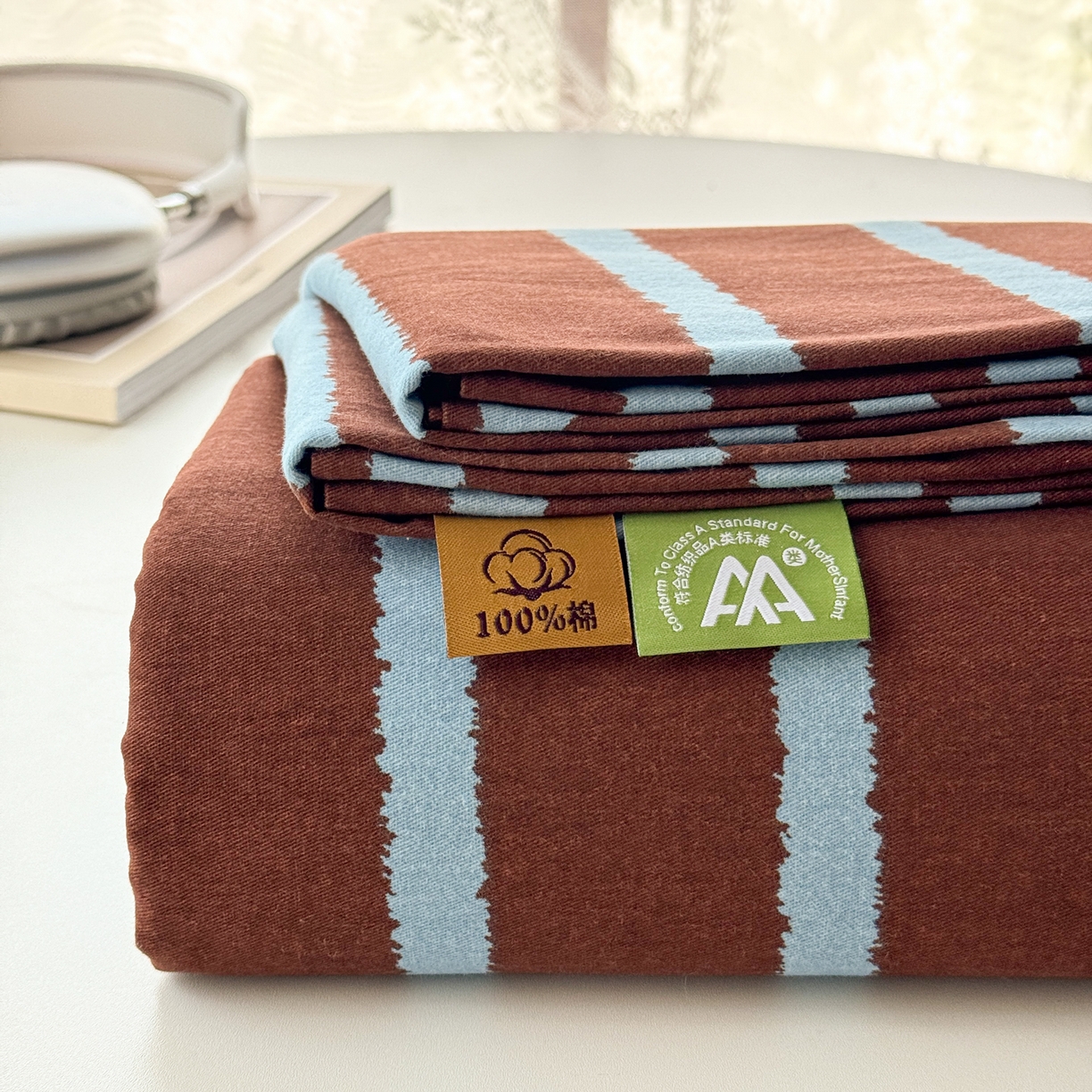 91家纺网 家纺一手货源 找家纺 丽美人家纺 2025新款全棉纯棉磨毛单床单 床单单件 律动咖