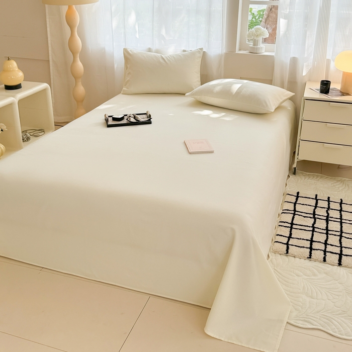 91家纺网 家纺一手货源 找家纺 丽美人家纺 2025新款全棉纯棉磨毛单床单 床单单件 奶昔白