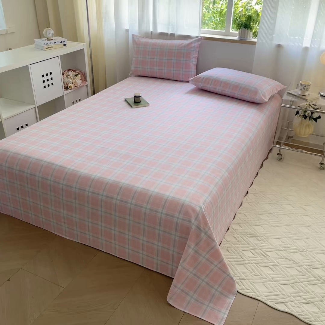 91家纺网 家纺一手货源 找家纺 丽美人家纺 2025新款全棉纯棉磨毛单床单 床单单件 温馨粉格