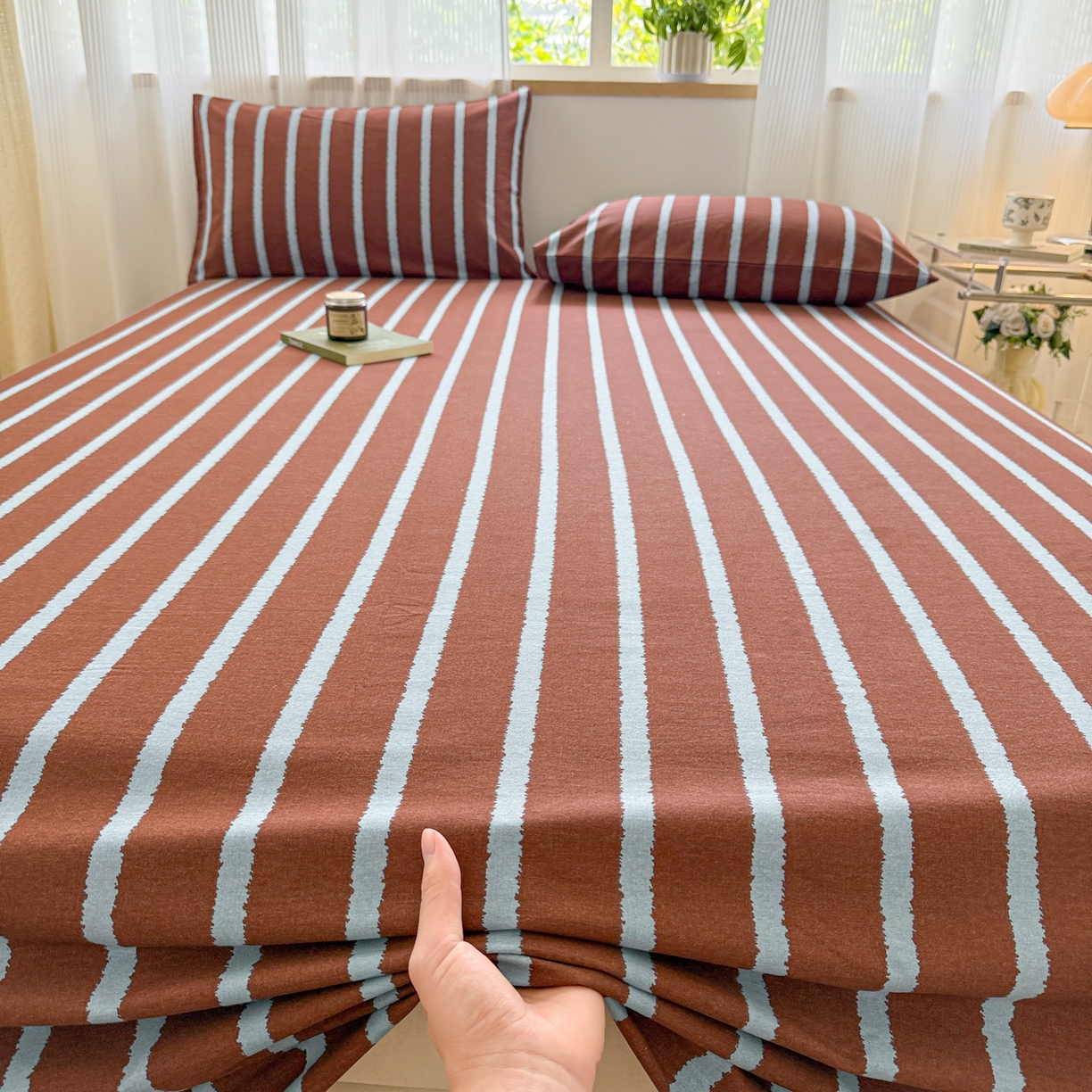 91家纺网 家纺一手货源 找家纺 丽美人家纺 2025新款全棉纯棉磨毛单床单 床单单件 律动咖