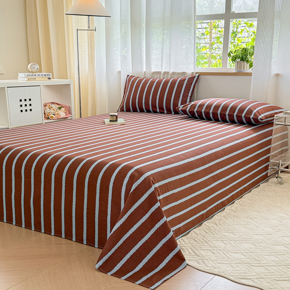 91家纺网 家纺一手货源 找家纺 丽美人家纺 2025新款全棉纯棉磨毛单床单 床单单件 律动咖