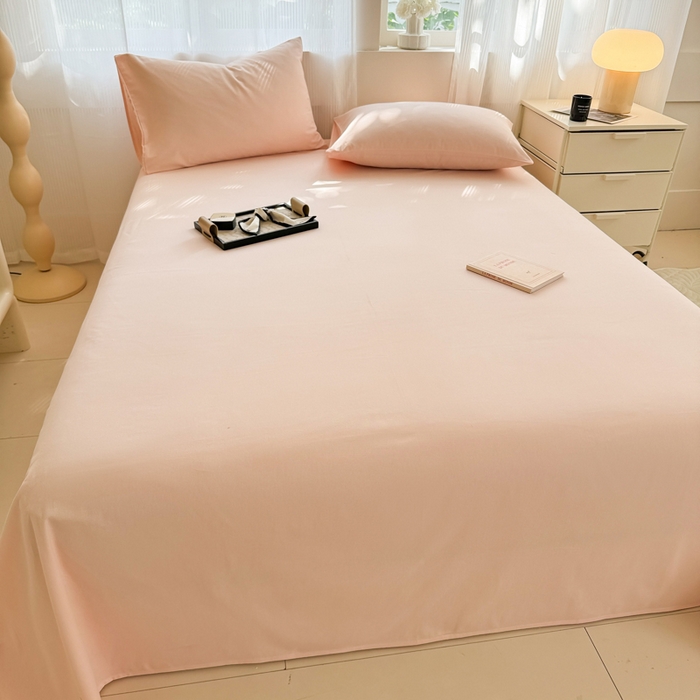 91家纺网 家纺一手货源 找家纺 丽美人家纺 2025新款全棉纯棉磨毛单床单 床单单件 浅豆沙