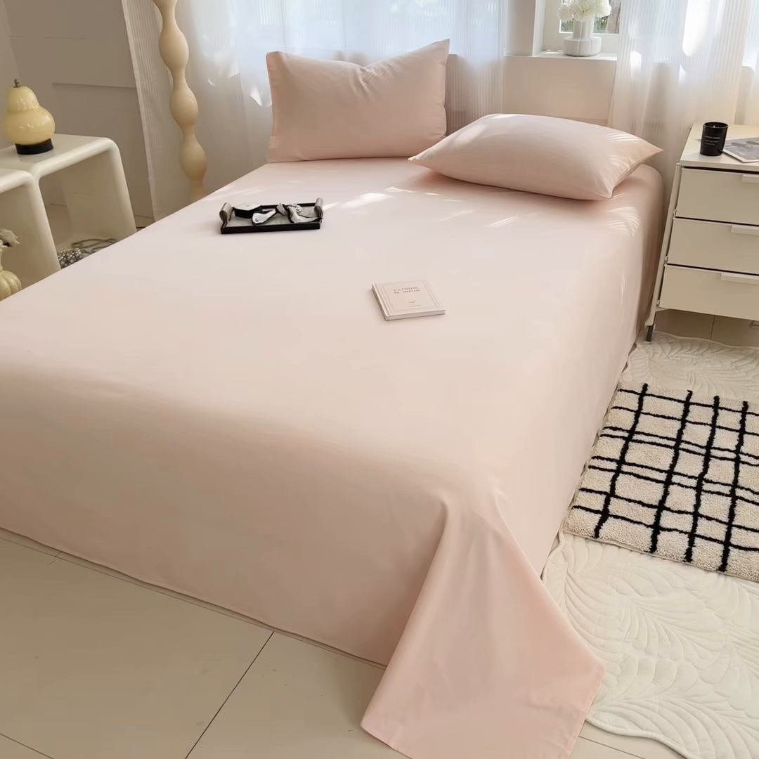 91家纺网 家纺一手货源 找家纺 丽美人家纺 2025新款全棉纯棉磨毛单床单 床单单件 浅豆沙