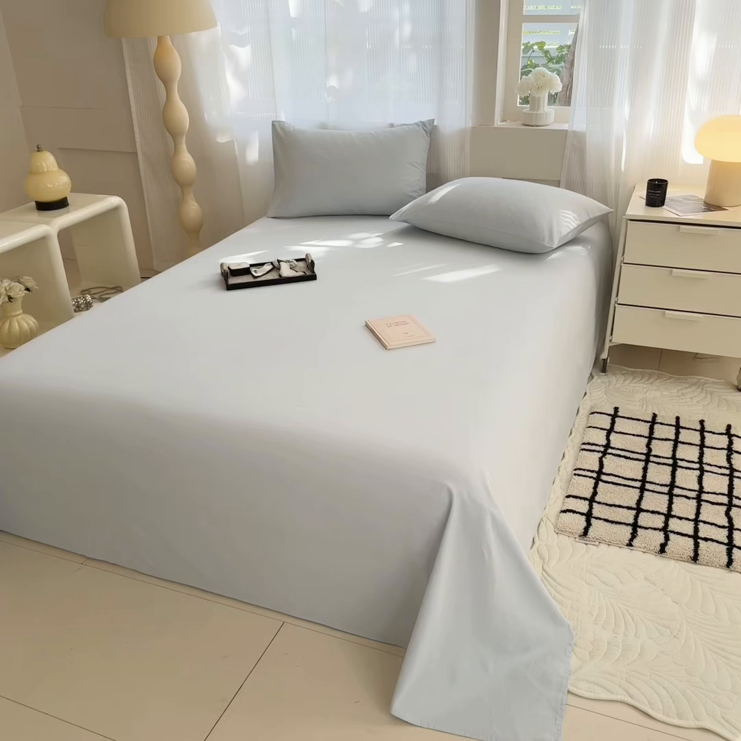 91家纺网 家纺一手货源 找家纺 丽美人家纺 2025新款全棉纯棉磨毛单床单 床单单件 水晶灰