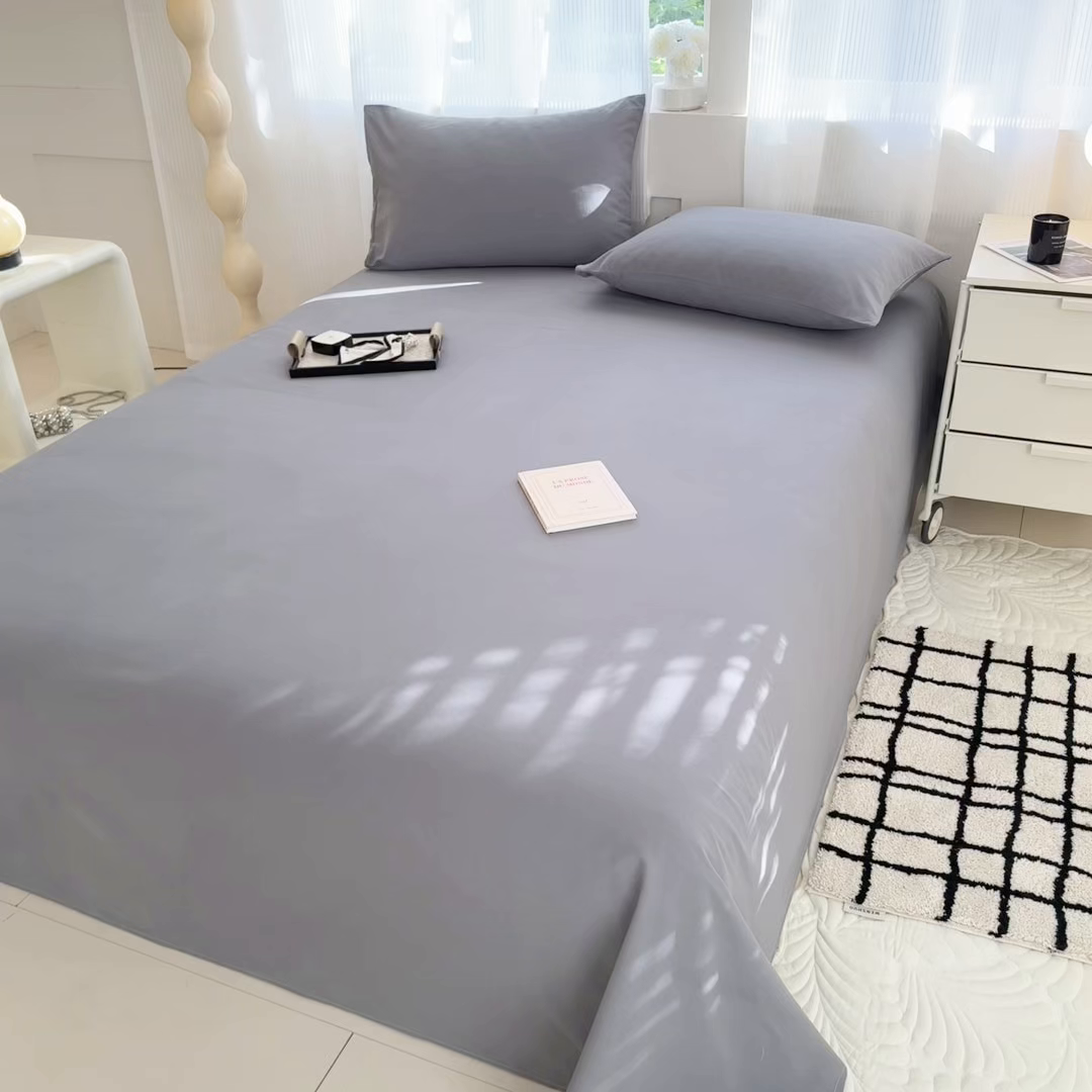 91家纺网 家纺一手货源 找家纺 丽美人家纺 2025新款全棉纯棉磨毛单床单 床单单件 慕斯灰