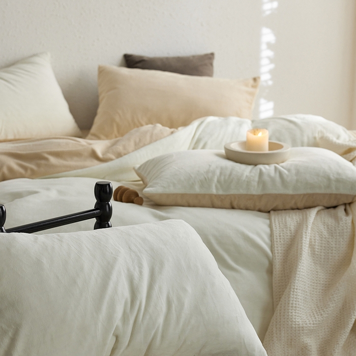 91家纺网 家纺一手货源 找家纺 （总）千朵森 2025新款高克重全消光纯色牛奶绒套件四件套 风格一