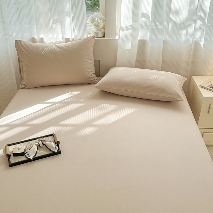 91家纺网 家纺一手货源 找家纺 丽美人家纺 2025新款全棉纯棉磨毛单床笠 床笠单件 亚麻咖