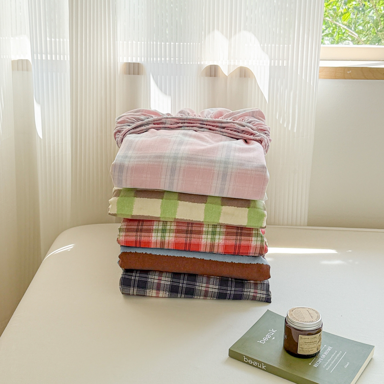 91家纺网 家纺一手货源 找家纺 丽美人家纺 2025新款全棉纯棉磨毛单床笠 床笠单件 组合图仅供展示不可下单