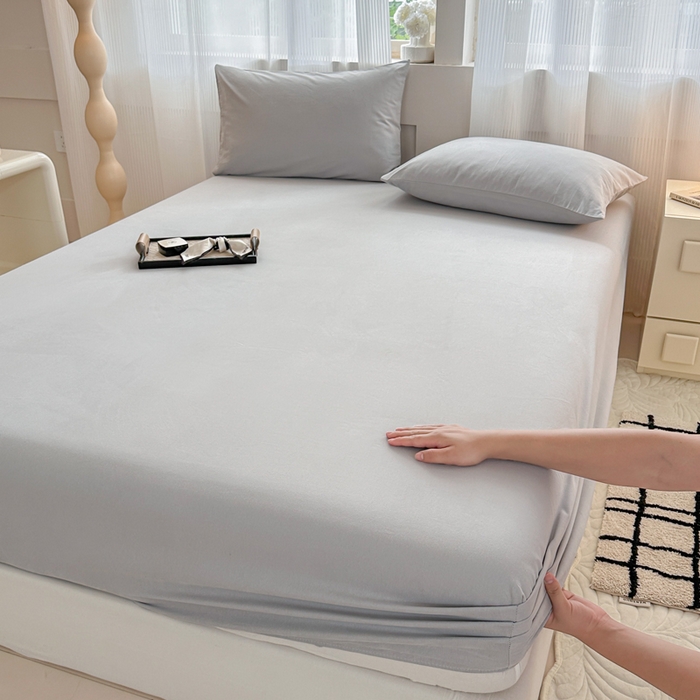 91家纺网 家纺一手货源 找家纺 丽美人家纺 2025新款全棉纯棉磨毛单床笠 床笠单件 水晶灰