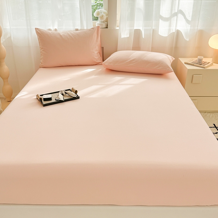 91家纺网 家纺一手货源 找家纺 丽美人家纺 2025新款全棉纯棉磨毛单床笠 床笠单件 浅豆沙