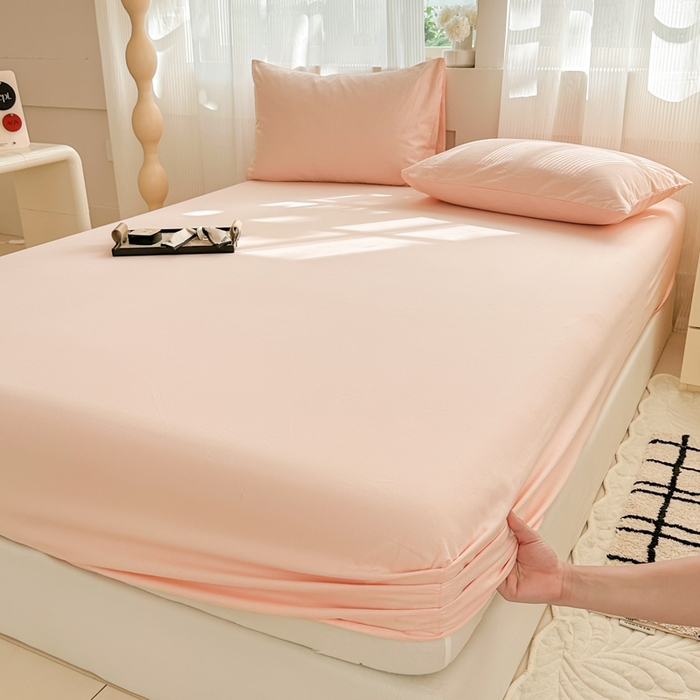 91家纺网 家纺一手货源 找家纺 丽美人家纺 2025新款全棉纯棉磨毛单床笠 床笠单件 浅豆沙