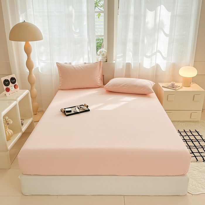 91家纺网 家纺一手货源 找家纺 丽美人家纺 2025新款全棉纯棉磨毛单床笠 床笠单件 浅豆沙