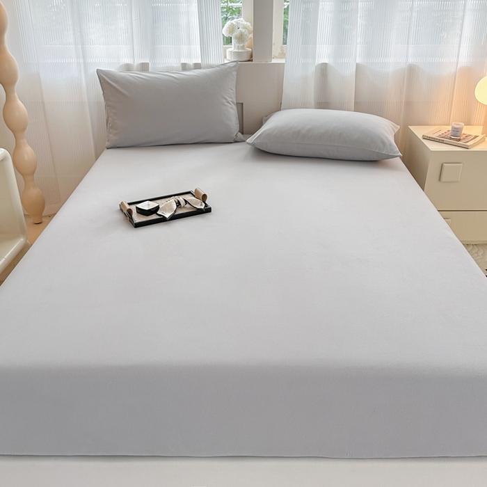 91家纺网 家纺一手货源 找家纺 丽美人家纺 2025新款全棉纯棉磨毛单床笠 床笠单件 水晶灰