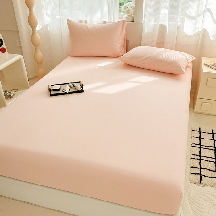 91家纺网 家纺一手货源 找家纺 丽美人家纺 2025新款全棉纯棉磨毛单床笠 床笠单件 浅豆沙