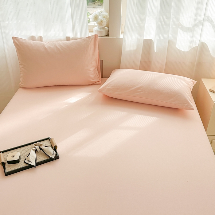 91家纺网 家纺一手货源 找家纺 丽美人家纺 2025新款全棉纯棉磨毛单床笠 床笠单件 浅豆沙