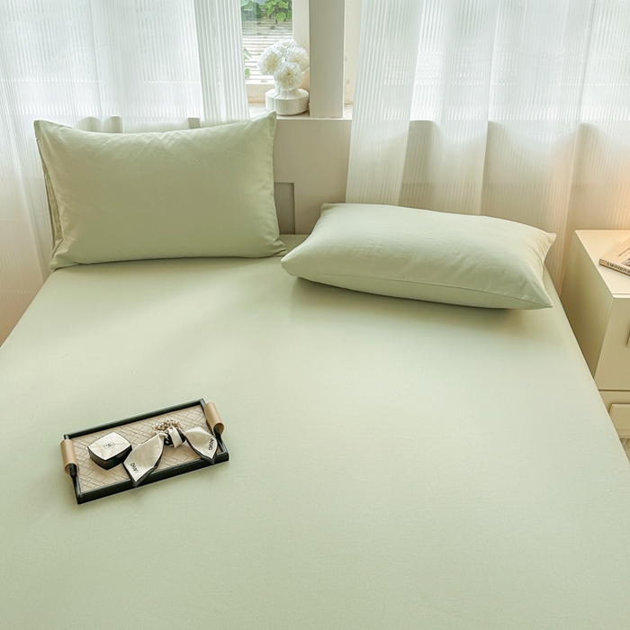 91家纺网 家纺一手货源 找家纺 丽美人家纺 2025新款全棉纯棉磨毛单床笠 床笠单件 茶香绿