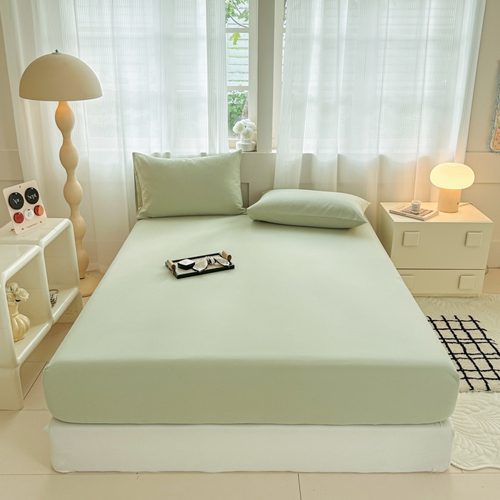 91家纺网 家纺一手货源 找家纺 丽美人家纺 2025新款全棉纯棉磨毛单床笠 床笠单件 茶香绿