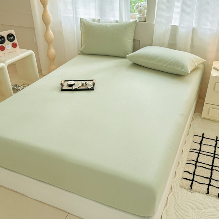 91家纺网 家纺一手货源 找家纺 丽美人家纺 2025新款全棉纯棉磨毛单床笠 床笠单件 茶香绿