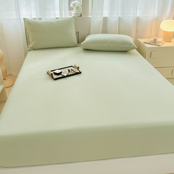 91家纺网 家纺一手货源 找家纺 丽美人家纺 2025新款全棉纯棉磨毛单床笠 床笠单件 茶香绿