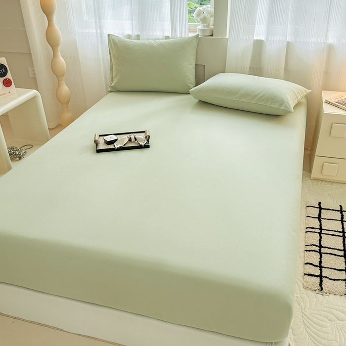 91家纺网 家纺一手货源 找家纺 丽美人家纺 2025新款全棉纯棉磨毛单床笠 床笠单件 茶香绿