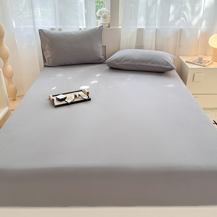 91家纺网 家纺一手货源 找家纺 丽美人家纺 2025新款全棉纯棉磨毛单床笠 床笠单件 慕斯灰