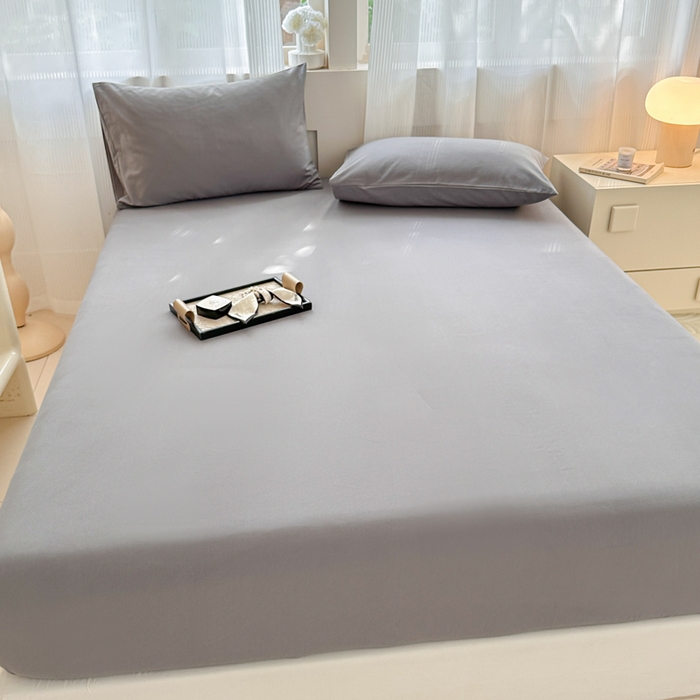 91家纺网 家纺一手货源 找家纺 丽美人家纺 2025新款全棉纯棉磨毛单床笠 床笠单件 慕斯灰