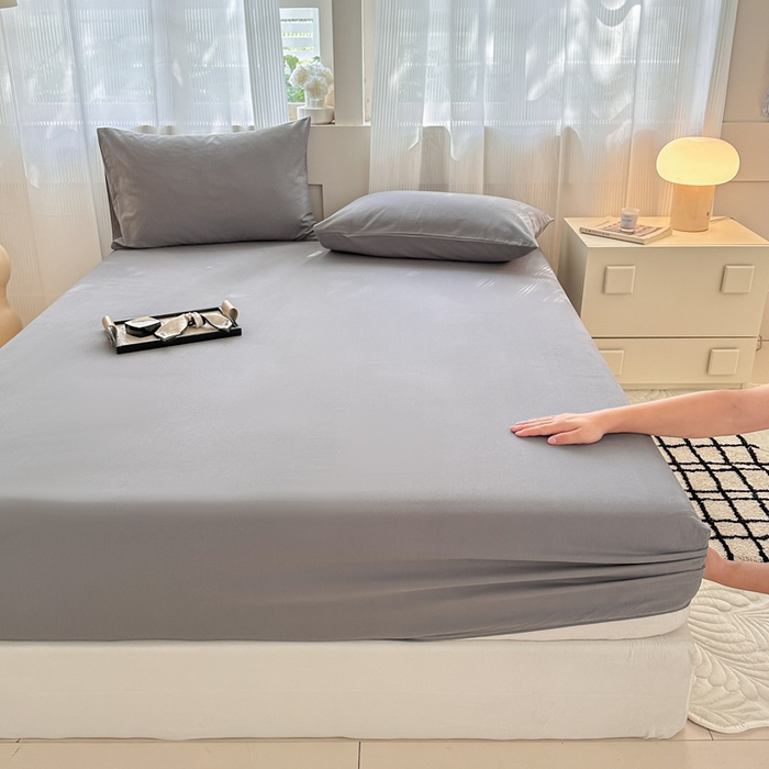 91家纺网 家纺一手货源 找家纺 丽美人家纺 2025新款全棉纯棉磨毛单床笠 床笠单件 慕斯灰