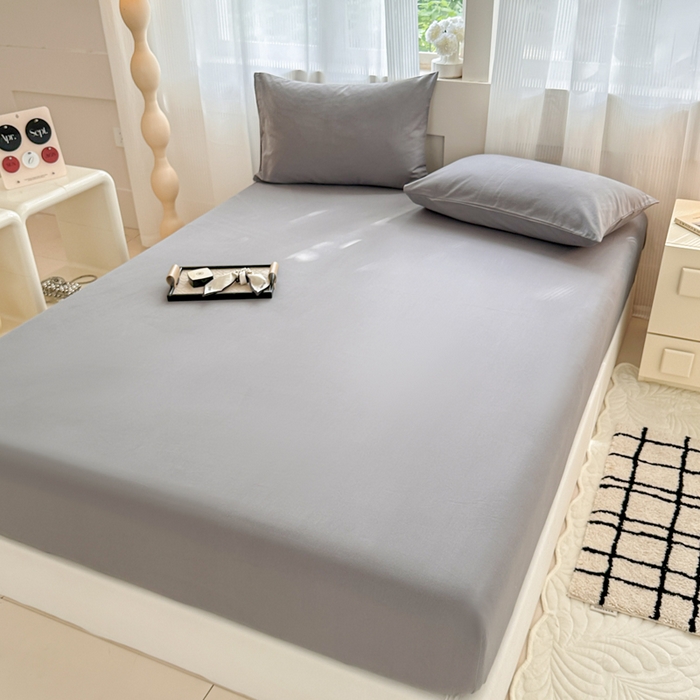 91家纺网 家纺一手货源 找家纺 丽美人家纺 2025新款全棉纯棉磨毛单床笠 床笠单件 慕斯灰