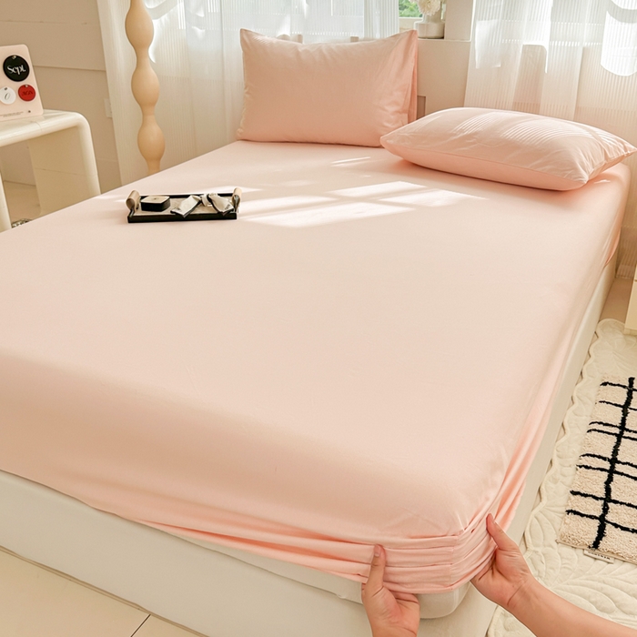 91家纺网 家纺一手货源 找家纺 丽美人家纺 2025新款全棉纯棉磨毛单床笠 床笠单件 浅豆沙