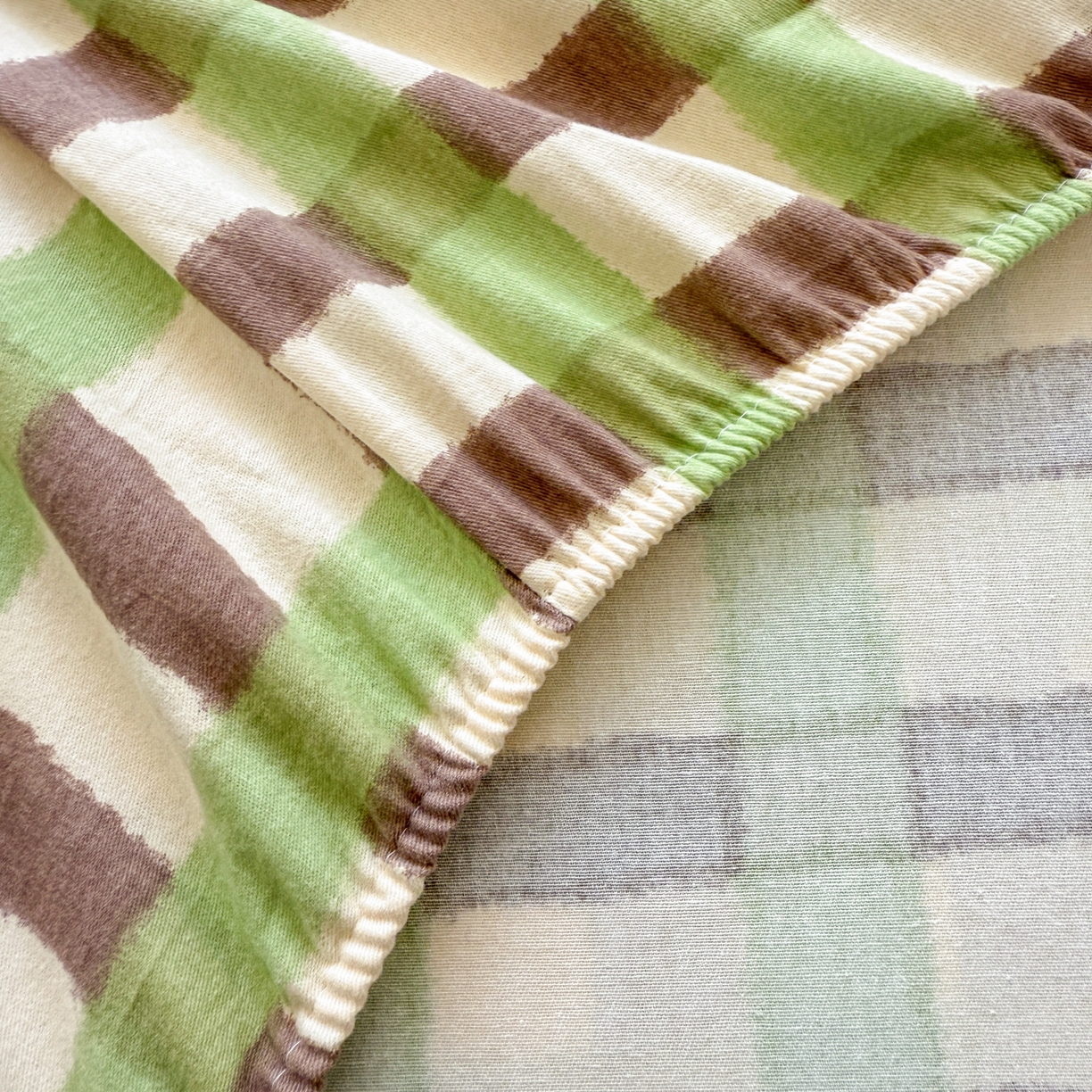 91家纺网 家纺一手货源 找家纺 丽美人家纺 2025新款全棉纯棉磨毛单床笠 床笠单件 方格绿