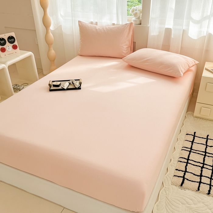 91家纺网 家纺一手货源 找家纺 丽美人家纺 2025新款全棉纯棉磨毛单床笠 床笠单件 浅豆沙