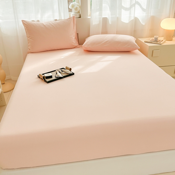 91家纺网 家纺一手货源 找家纺 丽美人家纺 2025新款全棉纯棉磨毛单床笠 床笠单件 浅豆沙