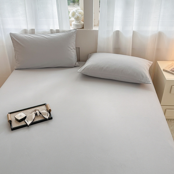 91家纺网 家纺一手货源 找家纺 丽美人家纺 2025新款全棉纯棉磨毛单床笠 床笠单件 水晶灰