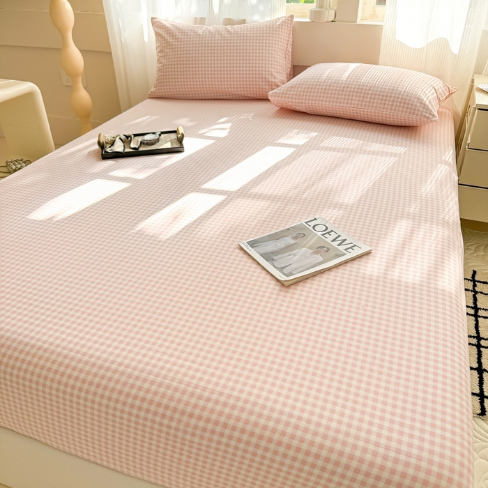 91家纺网 家纺一手货源 找家纺 丽美人家纺 2025新款全棉纯棉磨毛单床笠 床笠单件 迷你粉格