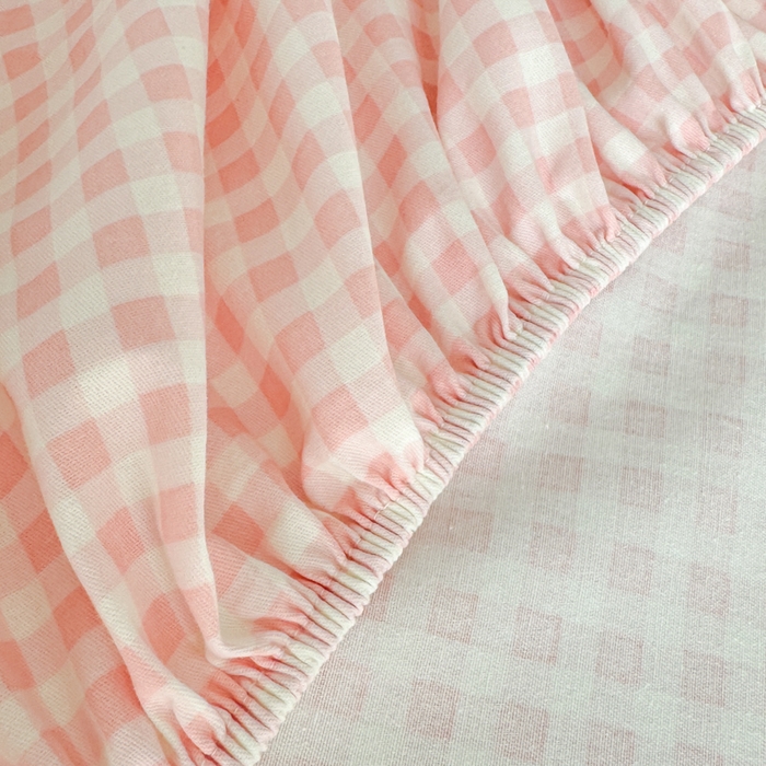 91家纺网 家纺一手货源 找家纺 丽美人家纺 2025新款全棉纯棉磨毛单床笠 床笠单件 迷你粉格