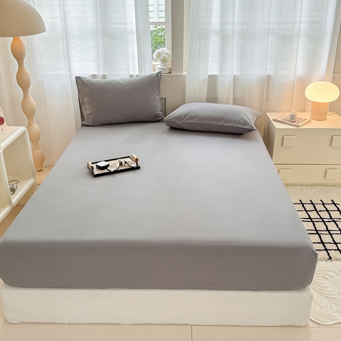 91家纺网 家纺一手货源 找家纺 丽美人家纺 2025新款全棉纯棉磨毛单床笠 床笠单件 慕斯灰