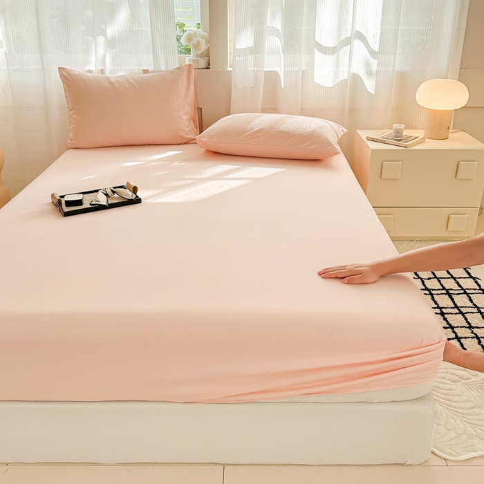 91家纺网 家纺一手货源 找家纺 丽美人家纺 2025新款全棉纯棉磨毛单床笠 床笠单件 浅豆沙