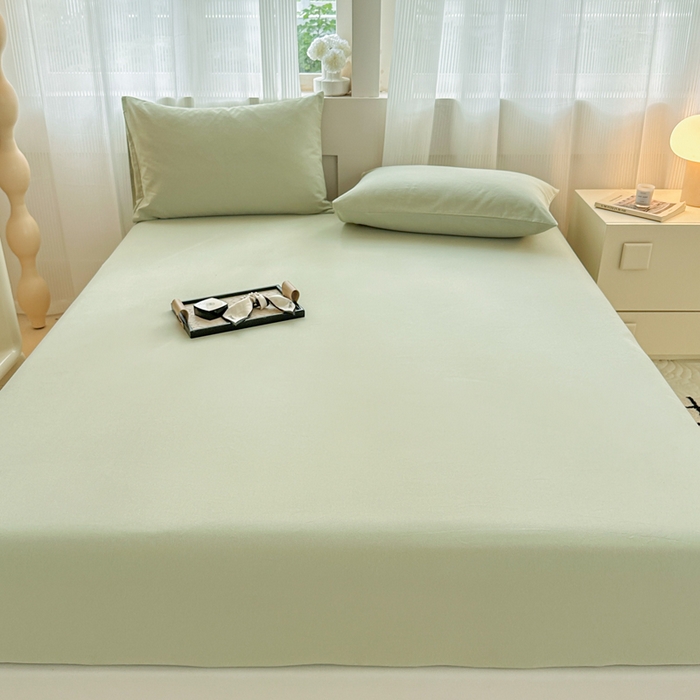 91家纺网 家纺一手货源 找家纺 丽美人家纺 2025新款全棉纯棉磨毛单床笠 床笠单件 茶香绿