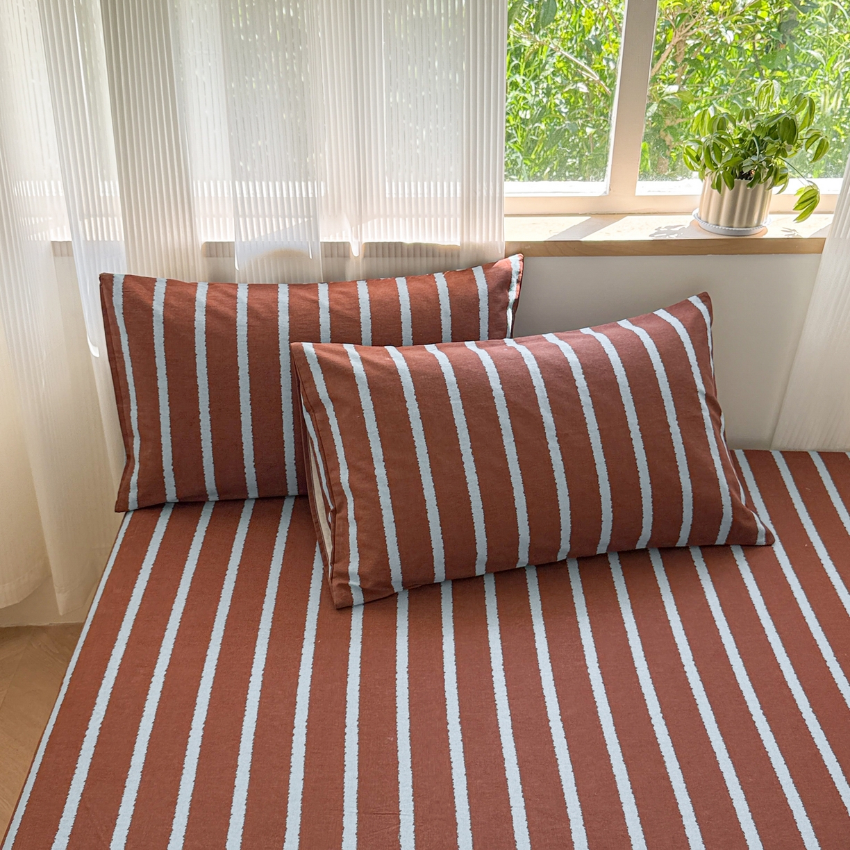 91家纺网 家纺一手货源 找家纺 丽美人家纺 2025新款全棉纯棉磨毛单床笠 床笠单件 律动咖