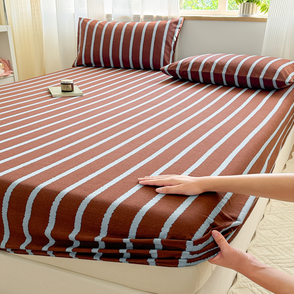 91家纺网 家纺一手货源 找家纺 丽美人家纺 2025新款全棉纯棉磨毛单床笠 床笠单件 律动咖