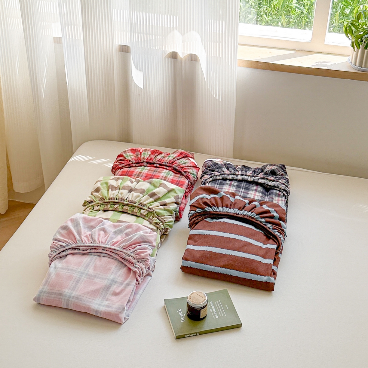 91家纺网 家纺一手货源 找家纺 丽美人家纺 2025新款全棉纯棉磨毛单床笠 床笠单件 组合图仅供展示不可下单