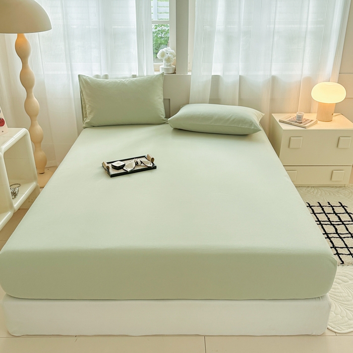 91家纺网 家纺一手货源 找家纺 丽美人家纺 2025新款全棉纯棉磨毛单床笠 床笠单件 茶香绿